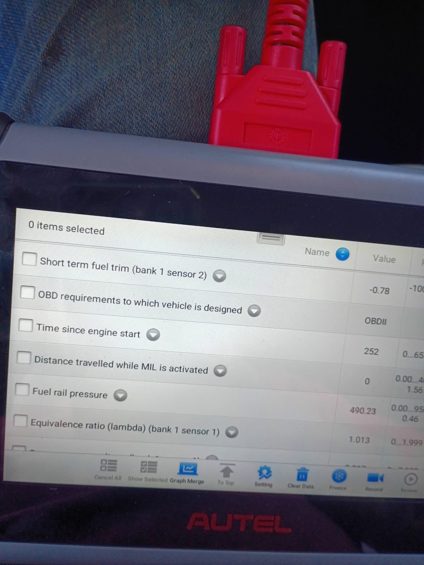 Autel diagnostic scan on a diesel truck